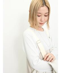 Samansa Mos2 blue | ラメリブロンT(Tシャツ/カットソー)