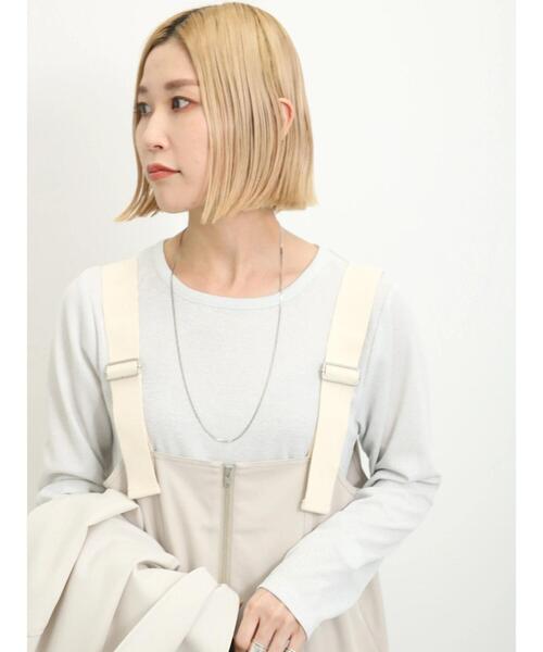 Samansa Mos2 blue（サマンサモスモスブルー）の「ラメリブロンT（Tシャツ/カットソー・レディース・イエロー/シルバーグレー/ブラック・F）」の10枚目の写真