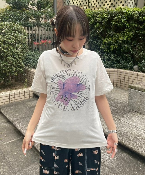 Candy Stripper（キャンディストリッパー）の「CANDY IN A TRANCE Tシャツ（Tシャツ/カットソー・レディース・パープル/オフホワイト/ブラック・1/2/3）」の14枚目の写真
