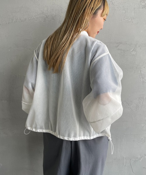 l'armoire de luxeメッシュブルゾン 白 ホワイト カーディガン 楽天