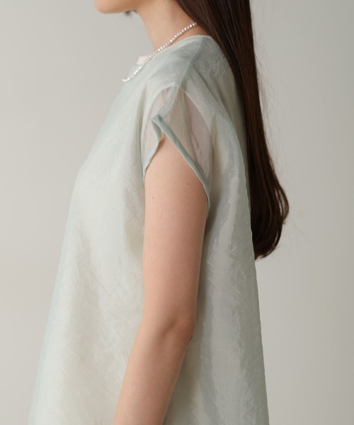 Bab（バブ）の「シアーレイヤードノースリーブトップス（Tシャツ/カットソー・レディース・ホワイト系その他/グレイッシュベージュ/杢グレー/オフホワイト/グリーン/ブラック・FREE）」の17枚目の写真