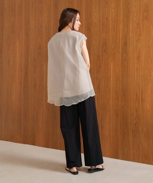 Bab（バブ）の「シアーレイヤードノースリーブトップス（Tシャツ/カットソー・レディース・ホワイト系その他/グレイッシュベージュ/杢グレー/オフホワイト/グリーン/ブラック・FREE）」の20枚目の写真