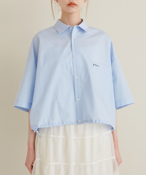 ROPE' PICNIC（ロペピクニック）の「【ご好評につき追加生産】クロップド丈ハーフスリーブシャツ/UVケア（シャツ/ブラウス・レディース・オフホワイト/ブルー/オレンジ/サックスブルー・38）」の20枚目の写真