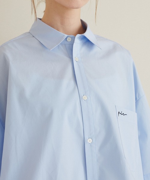 ROPE' PICNIC（ロペピクニック）の「【ご好評につき追加生産】クロップド丈ハーフスリーブシャツ/UVケア（シャツ/ブラウス・レディース・オフホワイト/ブルー/オレンジ/サックスブルー・38）」の17枚目の写真