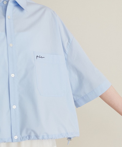 ROPE' PICNIC（ロペピクニック）の「【ご好評につき追加生産】クロップド丈ハーフスリーブシャツ/UVケア（シャツ/ブラウス・レディース・オフホワイト/ブルー/オレンジ/サックスブルー・38）」の16枚目の写真