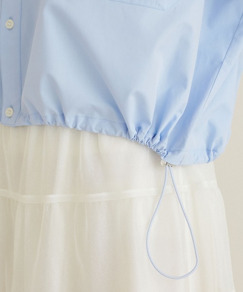 ROPE' PICNIC（ロペピクニック）の「【ご好評につき追加生産】クロップド丈ハーフスリーブシャツ/UVケア（シャツ/ブラウス・レディース・オフホワイト/ブルー/オレンジ/サックスブルー・38）」の13枚目の写真