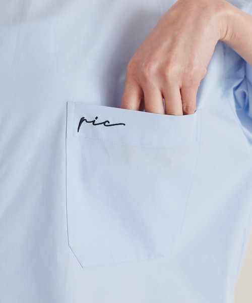 ROPE' PICNIC（ロペピクニック）の「【ご好評につき追加生産】クロップド丈ハーフスリーブシャツ/UVケア（シャツ/ブラウス・レディース・オフホワイト/ブルー/オレンジ/サックスブルー・38）」の12枚目の写真