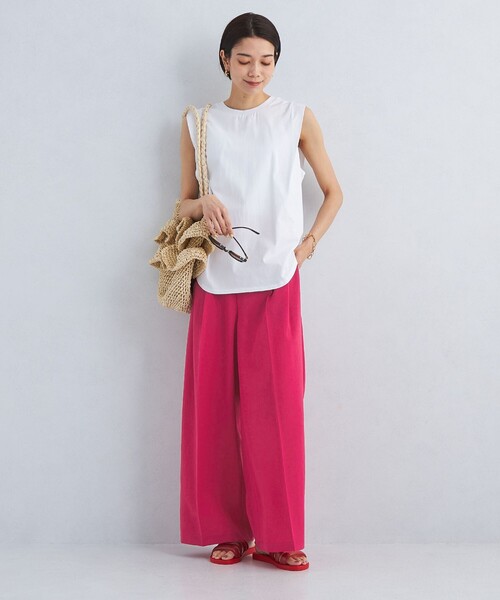 green label relaxing（グリーンレーベルリラクシング）の「［size SHORT/TALLあり］ ドライタッチ ワイドパンツ（スラックス・レディース・ピンク/ネイビー/ベージュ/ワインレッド・SHORT/36/38/40/TALL）」の8枚目の写真