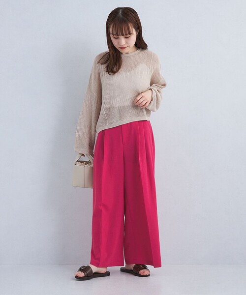 green label relaxing（グリーンレーベルリラクシング）の「［size SHORT/TALLあり］ ドライタッチ ワイドパンツ（スラックス・レディース・ピンク/ネイビー/ベージュ/ワインレッド・SHORT/36/38/40/TALL）」の11枚目の写真