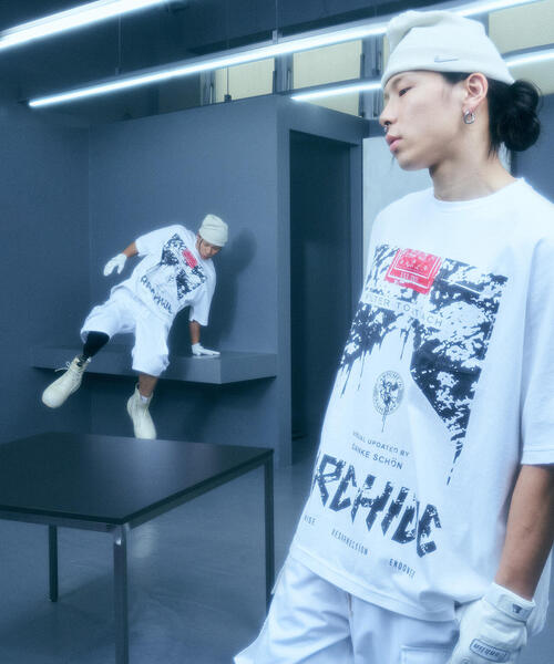 DANKE SCHON（ダンケシェーン）の「DankeSchon/ダンケシェーン/CIGARETTE DOLMAN S/S Tシャツ（Tシャツ/カットソー・メンズ・ホワイト/チャコールグレー・M/L）」の3枚目の写真