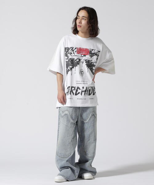 DANKE SCHON（ダンケシェーン）の「DankeSchon/ダンケシェーン/CIGARETTE DOLMAN S/S Tシャツ（Tシャツ/カットソー・メンズ・ホワイト/チャコールグレー・M/L）」の4枚目の写真