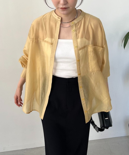 CAPRICIEUX LE'MAGE（カプリシューレマージュ）の「シアーポケットシャツ（シャツ/ブラウス・レディース・イエロー/ホワイト系その他/ベージュ/ブラック・FREE）」の5枚目の写真