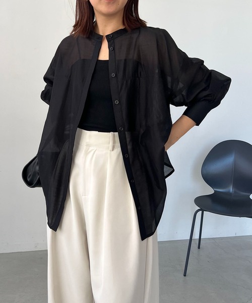 CAPRICIEUX LE'MAGE（カプリシューレマージュ）の「シアーポケットシャツ（シャツ/ブラウス・レディース・イエロー/ホワイト系その他/ベージュ/ブラック・FREE）」の15枚目の写真