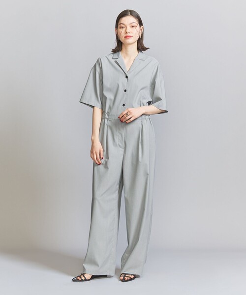 BEAUTY&YOUTH UNITED ARROWS（ビューティーアンドユースユナイテッドアローズ）の「ツイル オープンカラー オールインワン（サロペット/オーバーオール・レディース・ブラック/ライトグレー・S/M）」の3枚目の写真