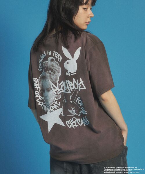 PLAYBOY(プレイボーイ)の「【SEQUENZ(シークエンズ)】PB VINTAGE COLLAGE S/S TEE / PLAYBOY×Sequenz 90s Tシャツ スプレーブリーチ加工 グラフィック コラージュ 半袖(Tシャツ/カットソー・メンズ・ダークブラウン/ブラック/ライトグレー・X-LARGE/MEDIUM/LARGE)」の16枚目の写真