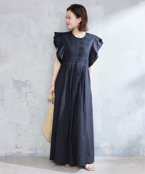 SLOBE IENA（スローブイエナ）の「《追加》ピンタックフリルワンピース（ワンピース・レディース・ブラック/サックスブルー・FREE）」の7枚目の写真