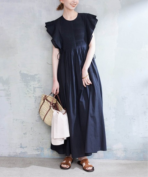 SLOBE IENA（スローブイエナ）の「《追加》ピンタックフリルワンピース（ワンピース・レディース・ブラック/サックスブルー・FREE）」の13枚目の写真
