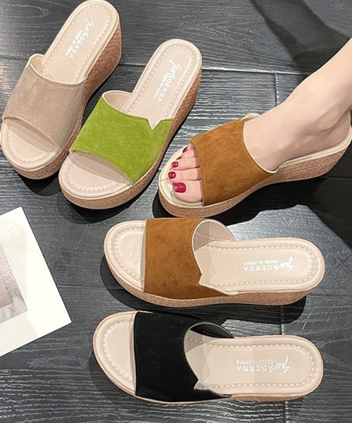 Miniministore(ミニミニストア)の「ウェッジソール 厚底サンダル 履きやすい(サンダル・レディース・ブラック/グリーン/ベージュ/キャメル・23.5cm/24.0cm/23.0cm/24.5cm/22.5cm)」の5枚目の写真