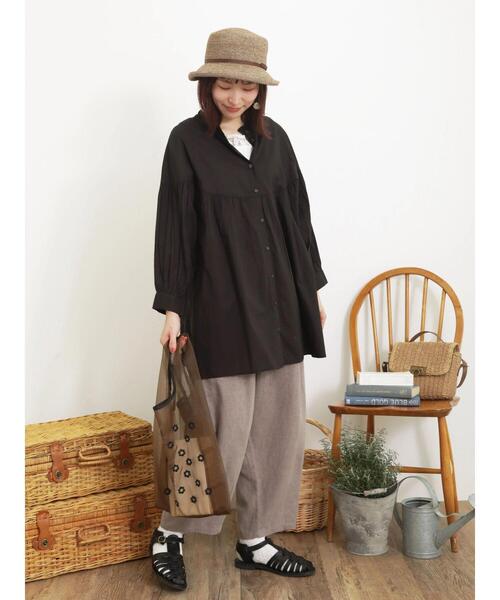 Samansa Mos2(サマンサ モスモス)の「【ポケッタブル】花刺繍シアーマルシェバッグ(ハンドバッグ・レディース・ベージュ/ブラウン・F)」の4枚目の写真