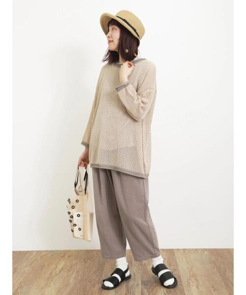 Samansa Mos2(サマンサ モスモス)の「【ポケッタブル】花刺繍シアーマルシェバッグ(ハンドバッグ・レディース・ベージュ/ブラウン・F)」の8枚目の写真