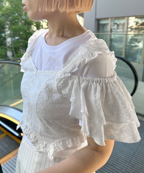 m@w エムアットダブル ハンドメイド ビスチェ フリル ハート ホワイト 白 Alley by w closet（アリーバイダブルクローゼット）の「【Alley