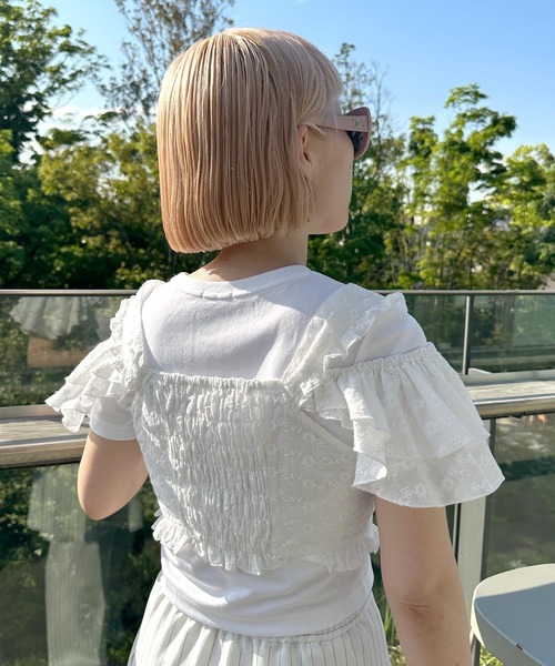 alice auaa ビスチェ ダブルボタン フリル ブラック オフショルダー alice auaa ビスチェ ダブルボタン フリル ブラック オフショルダー