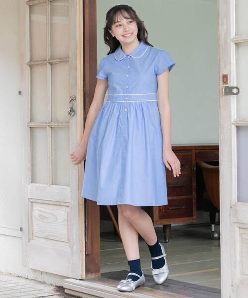 【セール】【150-160㎝】シャンブレー ワンピース（ワンピース）｜組曲（クミキョク）