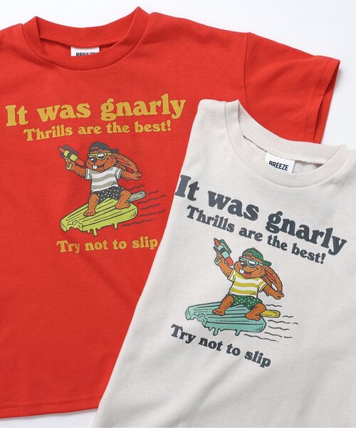 BREEZE(ブリーズ)の「【接触冷感】もっとスズシー サーフモチーフTシャツ(Tシャツ/カットソー・キッズ・アイボリー/レッド・90/100/110/120/80/130/140)」の3枚目の写真
