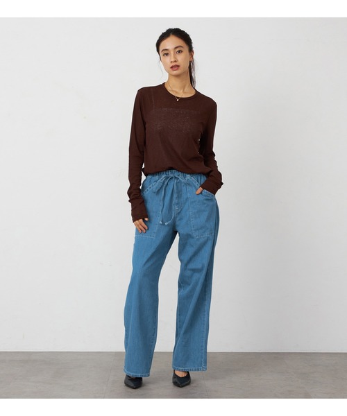 Lee(リー)の「Lee/リー 涼感リラックス イージーワイドペインター デニムパンツ【楽ちんワイドデニム】【イージーパンツ】(デニムパンツ・レディース・ホワイト/ブラック/ベージュ/ライトインディゴブルー/インディゴブルー/ブルー/ライトグリーン・MEDIUM/SMALL)」の13枚目の写真