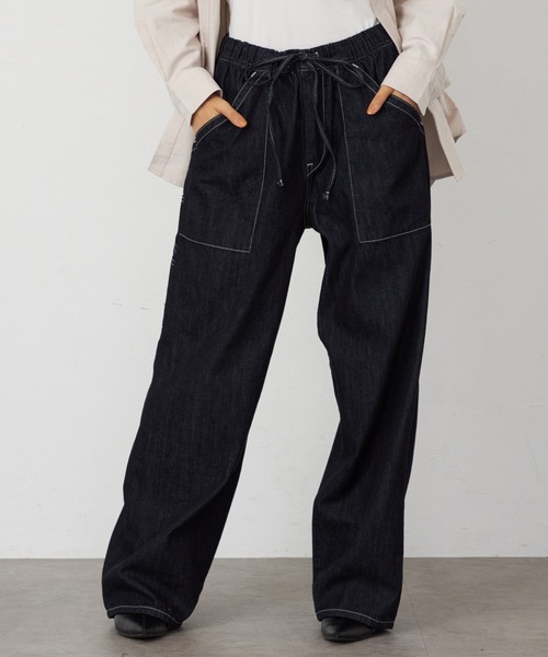 Lee(リー)の「Lee/リー 涼感リラックス イージーワイドペインター デニムパンツ【楽ちんワイドデニム】【イージーパンツ】(デニムパンツ・レディース・ホワイト/ブラック/ベージュ/ライトインディゴブルー/インディゴブルー/ブルー/ライトグリーン・MEDIUM/SMALL)」の16枚目の写真