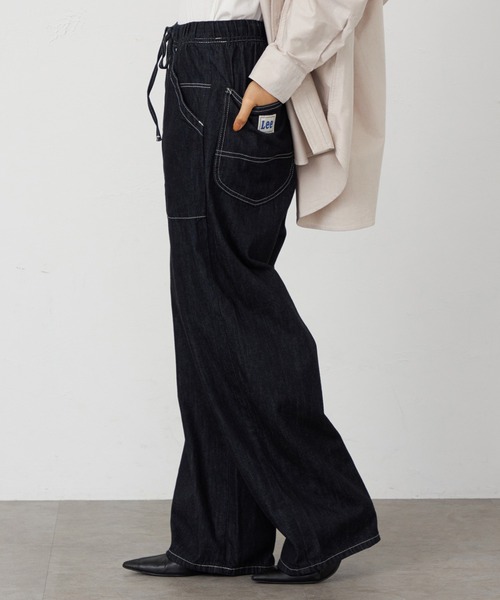 Lee(リー)の「Lee/リー 涼感リラックス イージーワイドペインター デニムパンツ【楽ちんワイドデニム】【イージーパンツ】(デニムパンツ・レディース・ホワイト/ブラック/ベージュ/ライトインディゴブルー/インディゴブルー/ブルー/ライトグリーン・MEDIUM/SMALL)」の20枚目の写真