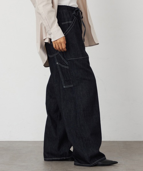 Lee(リー)の「Lee/リー 涼感リラックス イージーワイドペインター デニムパンツ【楽ちんワイドデニム】【イージーパンツ】(デニムパンツ・レディース・ホワイト/ブラック/ベージュ/ライトインディゴブルー/インディゴブルー/ブルー/ライトグリーン・MEDIUM/SMALL)」の18枚目の写真