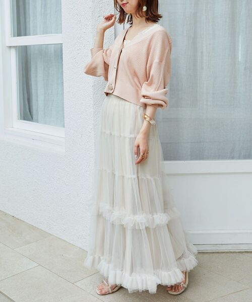 MAJESTIC LEGON（マジェスティックレゴン）の「ロマンティックティアードチュールスカート（スカート・レディース・アイボリー/ブラック・SMALL/MEDIUM）」の5枚目の写真