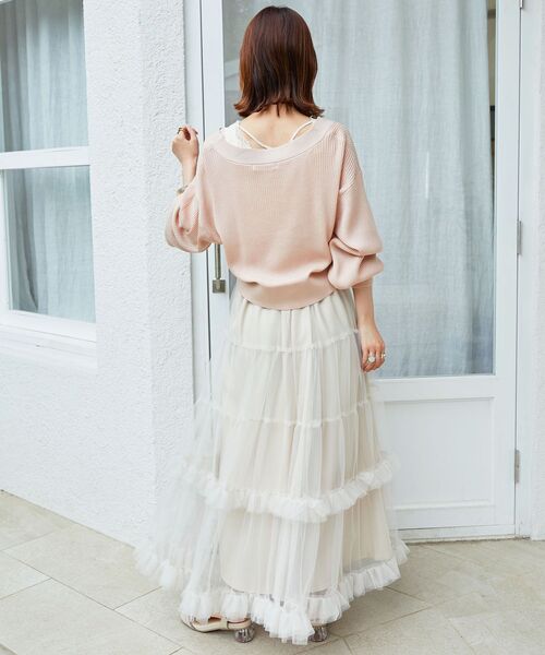 MAJESTIC LEGON（マジェスティックレゴン）の「ロマンティックティアードチュールスカート（スカート・レディース・アイボリー/ブラック・SMALL/MEDIUM）」の6枚目の写真