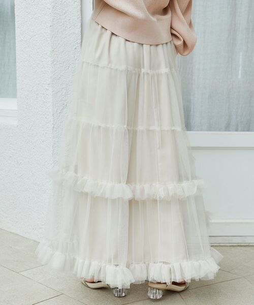 MAJESTIC LEGON（マジェスティックレゴン）の「ロマンティックティアードチュールスカート（スカート・レディース・アイボリー/ブラック・SMALL/MEDIUM）」の11枚目の写真