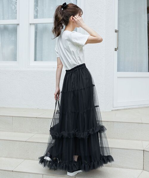 MAJESTIC LEGON（マジェスティックレゴン）の「ロマンティックティアードチュールスカート（スカート・レディース・アイボリー/ブラック・SMALL/MEDIUM）」の15枚目の写真