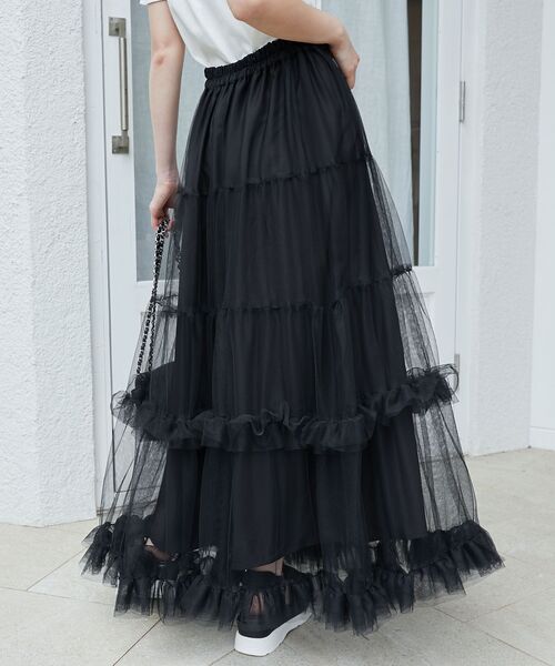 MAJESTIC LEGON（マジェスティックレゴン）の「ロマンティックティアードチュールスカート（スカート・レディース・アイボリー/ブラック・SMALL/MEDIUM）」の19枚目の写真