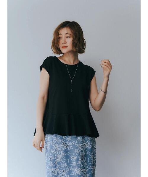 YECCA VECCA（イェッカヴェッカ）の「ペプラムカットソーブラウス（シャツ/ブラウス・レディース・ブラック/オフホワイト・FREE）」の7枚目の写真