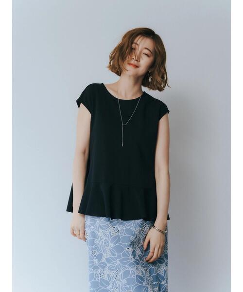 YECCA VECCA（イェッカヴェッカ）の「ペプラムカットソーブラウス（シャツ/ブラウス・レディース・ブラック/オフホワイト・FREE）」の8枚目の写真