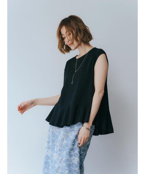 YECCA VECCA（イェッカヴェッカ）の「ペプラムカットソーブラウス（シャツ/ブラウス・レディース・ブラック/オフホワイト・FREE）」の9枚目の写真