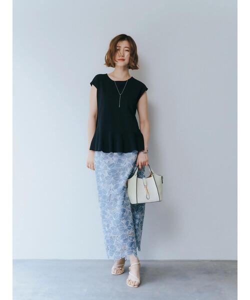 YECCA VECCA（イェッカヴェッカ）の「ペプラムカットソーブラウス（シャツ/ブラウス・レディース・ブラック/オフホワイト・FREE）」の12枚目の写真