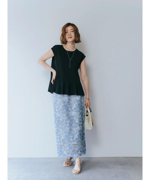 YECCA VECCA（イェッカヴェッカ）の「ペプラムカットソーブラウス（シャツ/ブラウス・レディース・ブラック/オフホワイト・FREE）」の13枚目の写真