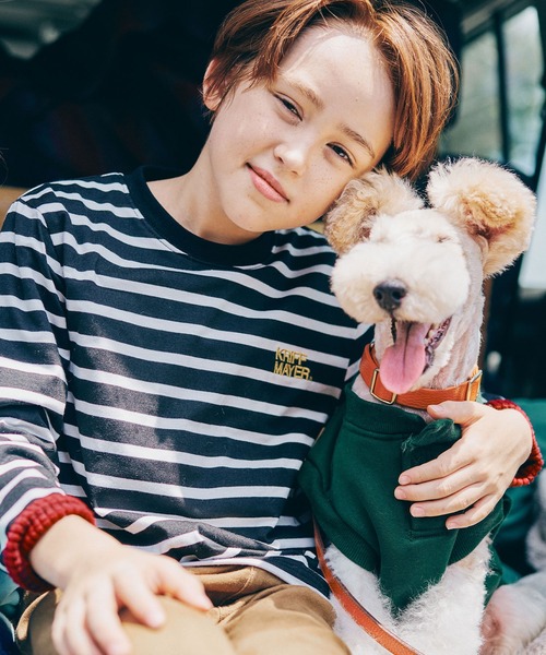KRIFF MAYER Kid's Collection(クリフメイヤーキッズコレクション)の「裏ブロックフリースぽかぽかTシャツ(Tシャツ/カットソー・キッズ・ブラック/カーキ/グレー/ネイビー・120/130/140/150/160/170)」の2枚目の写真
