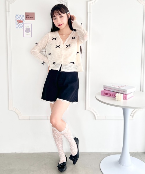 Loueme(ルエム)の「メニーリボンシアーカーディガントップス(カーディガン/ボレロ・レディース・ブラック/レッド/ピンク/ホワイト/アイボリー・FREE)」の18枚目の写真