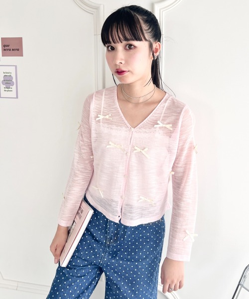 Loueme(ルエム)の「メニーリボンシアーカーディガントップス(カーディガン/ボレロ・レディース・ブラック/レッド/ピンク/ホワイト/アイボリー・FREE)」の21枚目の写真