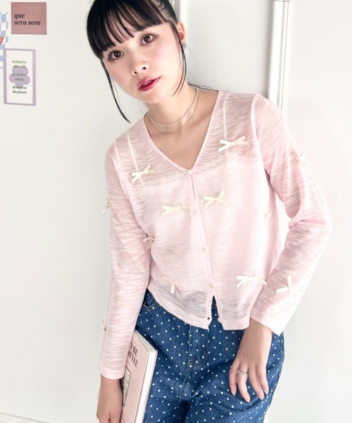 Loueme(ルエム)の「メニーリボンシアーカーディガントップス(カーディガン/ボレロ・レディース・ブラック/レッド/ピンク/ホワイト/アイボリー・FREE)」の20枚目の写真