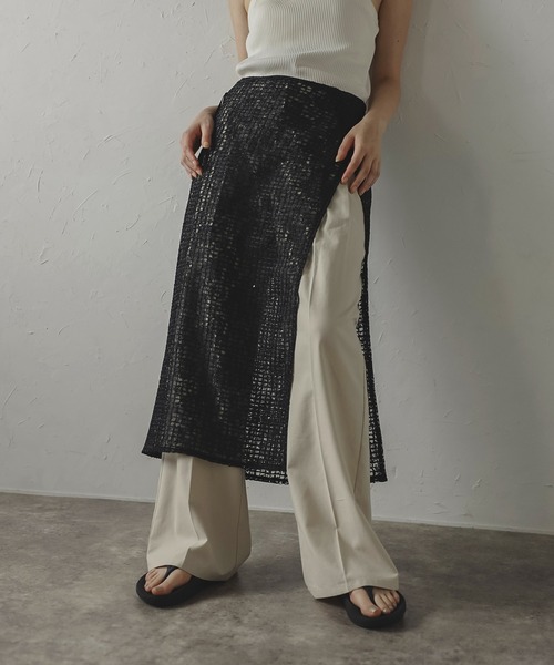 flip-sequin wrap skirt / スパンコールラップスカート