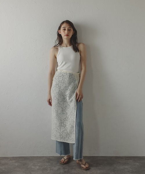 パソドブレ　ラップスカート MINERTE】flip-sequin wrap skirt / スパンコールラップスカート