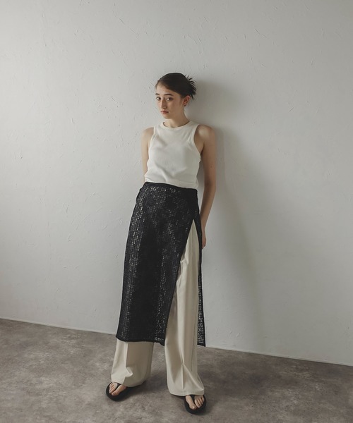 MINERTE】flip-sequin wrap skirt / スパンコールラップスカート