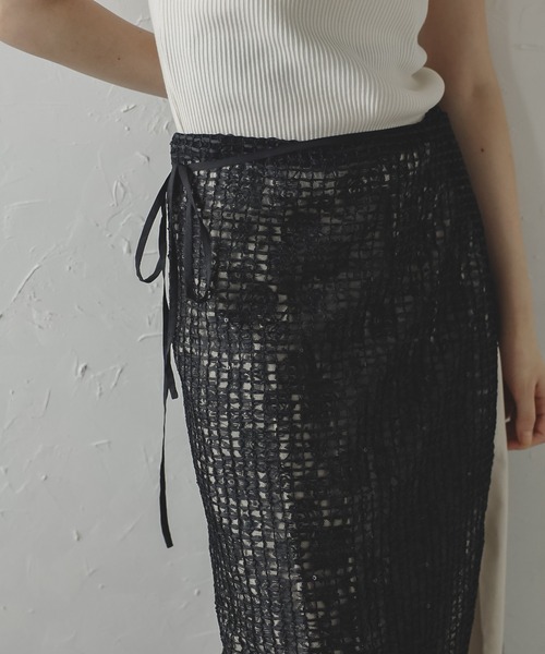 MINERTE】flip-sequin wrap skirt / スパンコールラップスカート